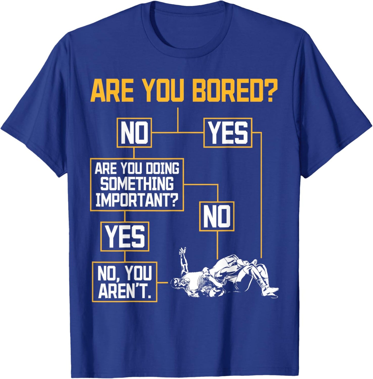 Funny Wrestling Flowchart Takedown Humor T-Shirt - T-Shirt | Royal