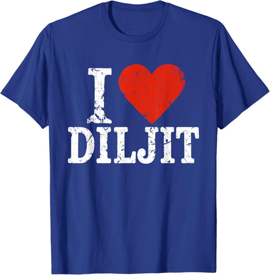 I Love Diljit Heart Retro Personalized First Name Groovy T-Shirt - T-Shirt | Royal