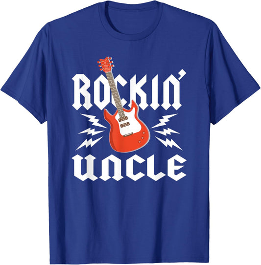 Uncle Rockin One Birthday Family Matching Rock Guitar T-Shirt - T-Shirt | Royal
