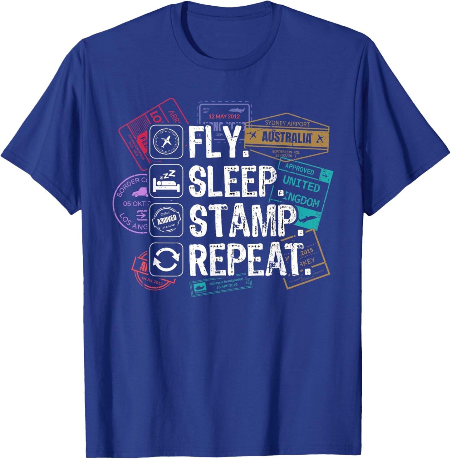 Passport Stamps Design for a Passport Stamp Collector T-Shirt - T-Shirt | Royal