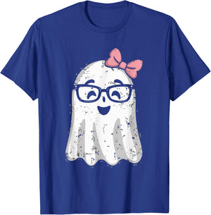 Ghost Eyeglass Girl Halloween Girly Ghost T-Shirt - T-Shirt | Royal