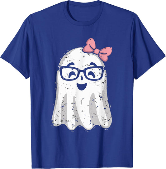 Ghost Eyeglass Girl Halloween Girly Ghost T-Shirt - T-Shirt | Royal