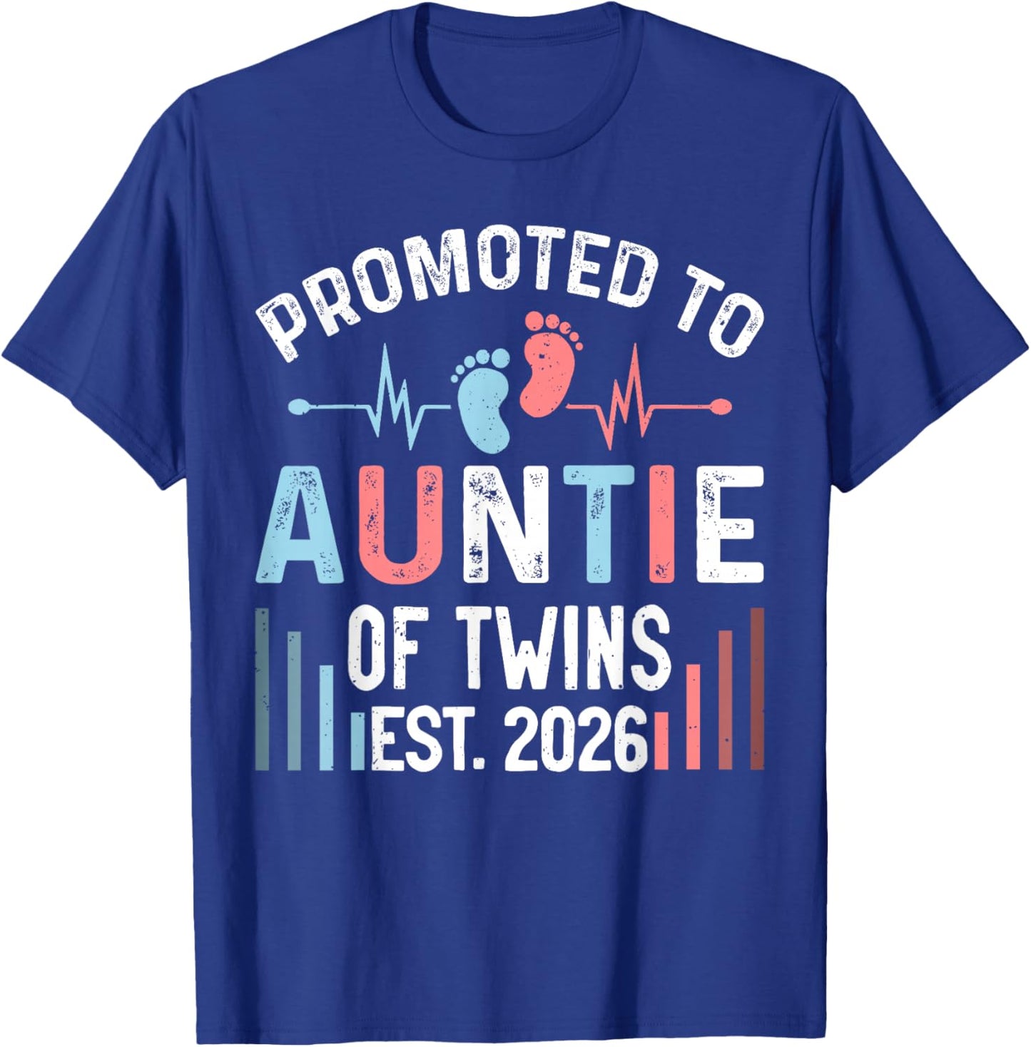 Promoted to Auntie of Twins Est 2026 Twin Baby Shower T-Shirt - T-Shirt | Royal