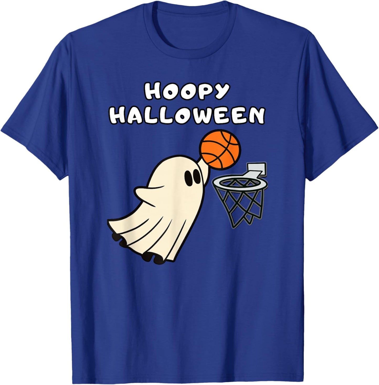 Hoopy Halloween Basketball Ghost Slam Dunk Basketball Hoop T-Shirt - T-Shirt | Royal