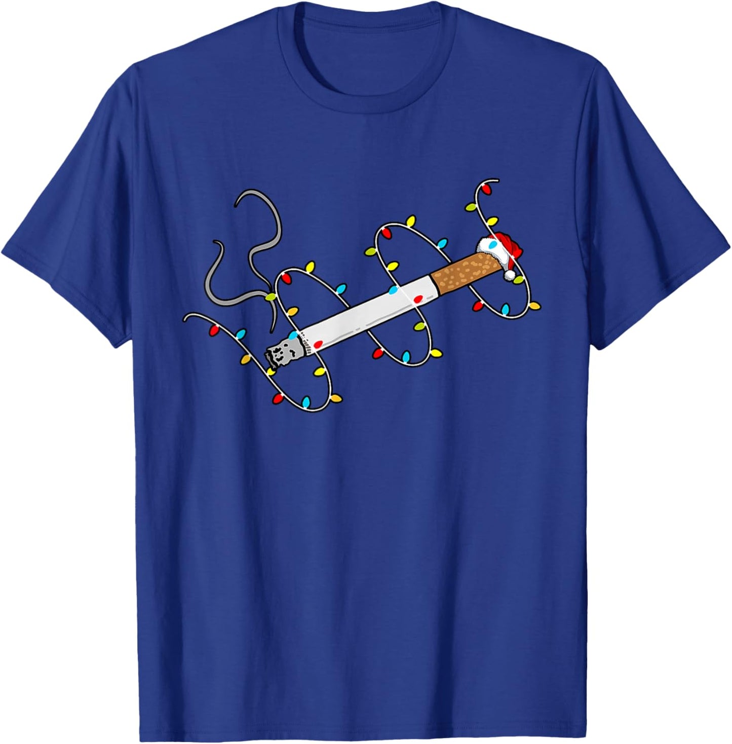 Christmas Lights Cigarette Santa Hat Smoker Pajama Xmas T-Shirt - T-Shirt | Royal