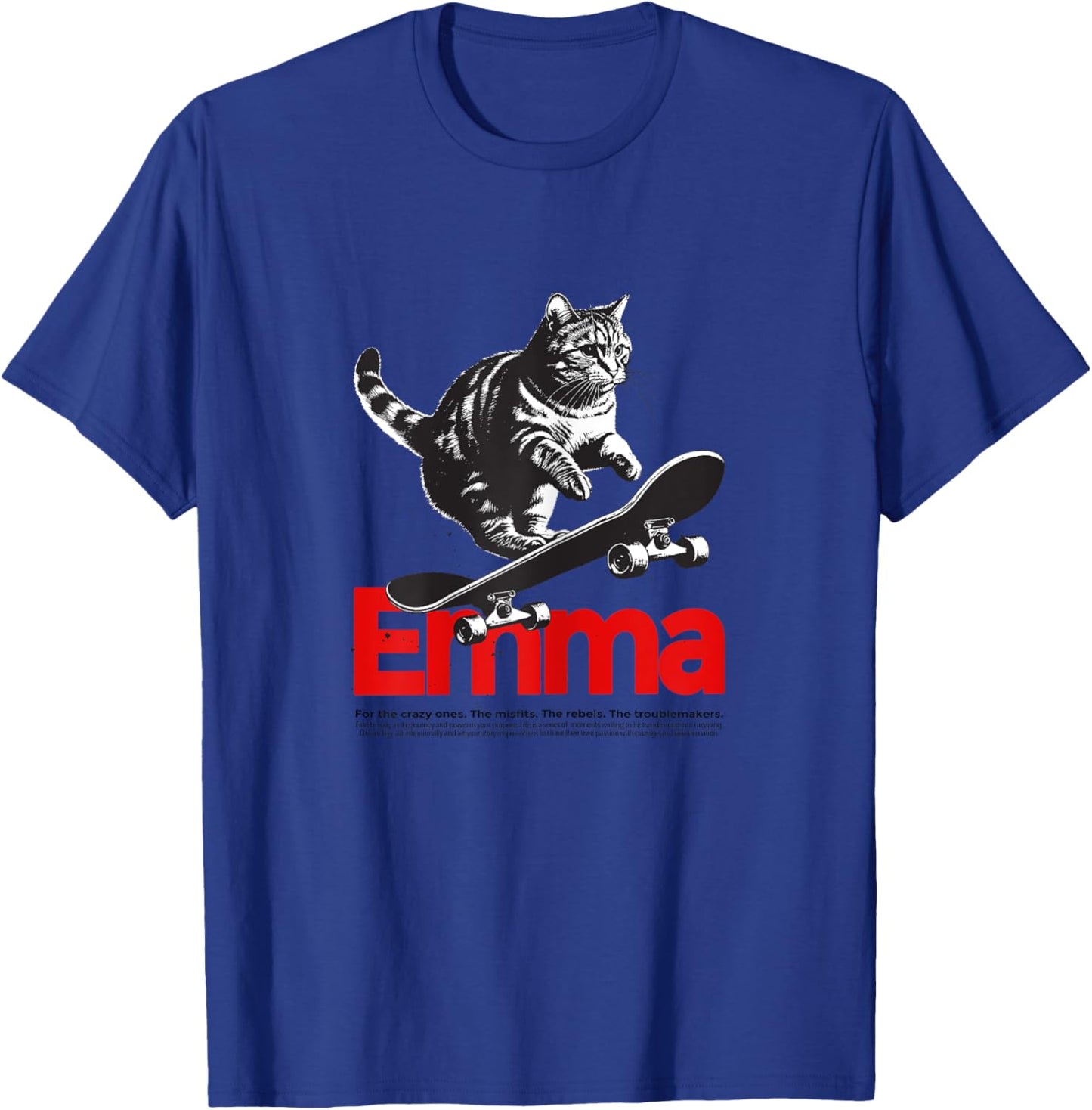 EMMA - Schöner Mädchen Name mit Katze & Skateboard T-Shirt - T-Shirt | Royal