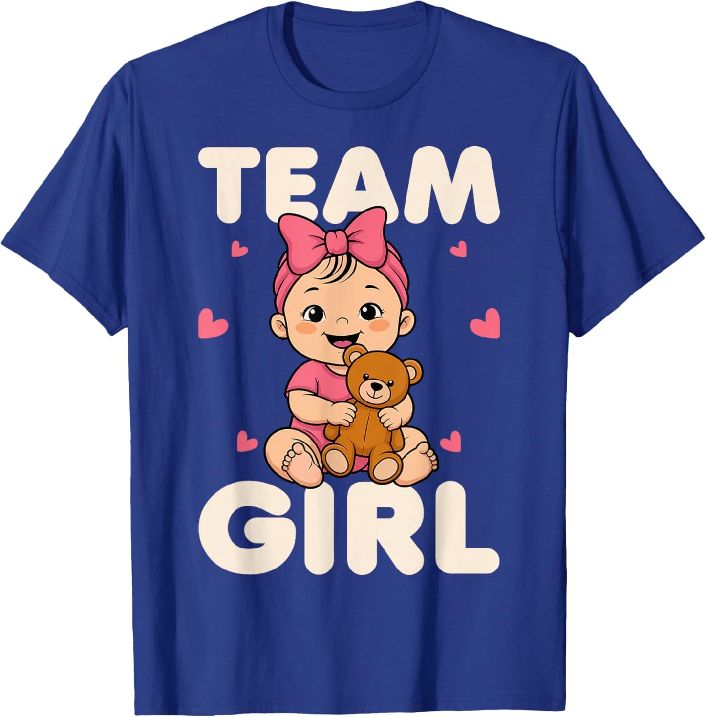 Team Girl Baby Shower Gender Reveals Teddy Cute Pink Bow T-Shirt - T-Shirt | Royal