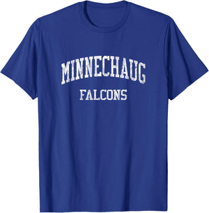 Minnechaug High School HS Wilbraham MA Vintage Sports T-Shirt - T-Shirt | Royal