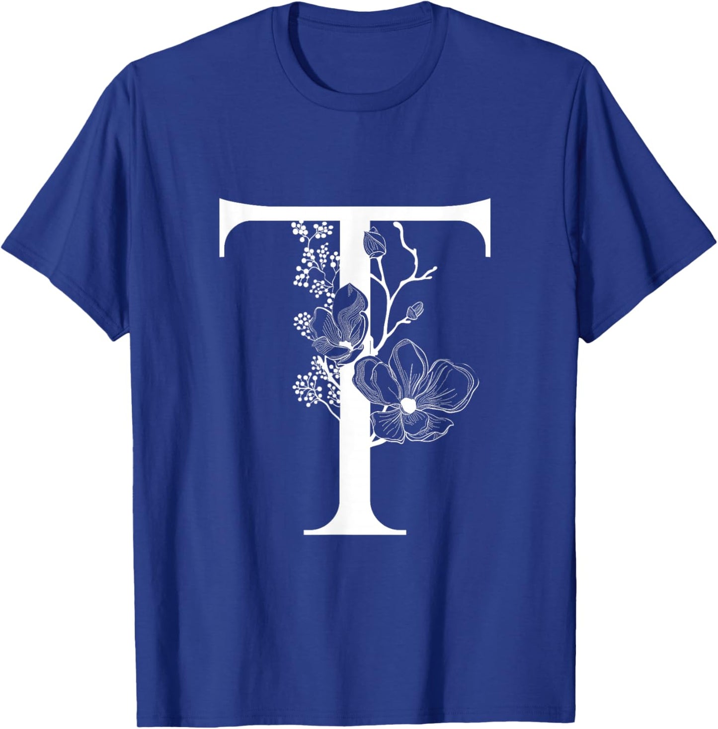 English Alphabet Letter White T Monogram Initial Black T-Shirt - T-Shirt | Royal