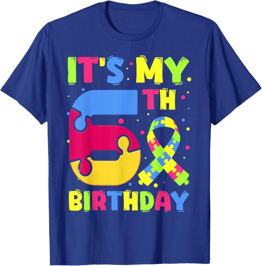 It's My 6th Birthday Autism Awareness 6 Years Old T-Shirt - T-Shirt | Royal