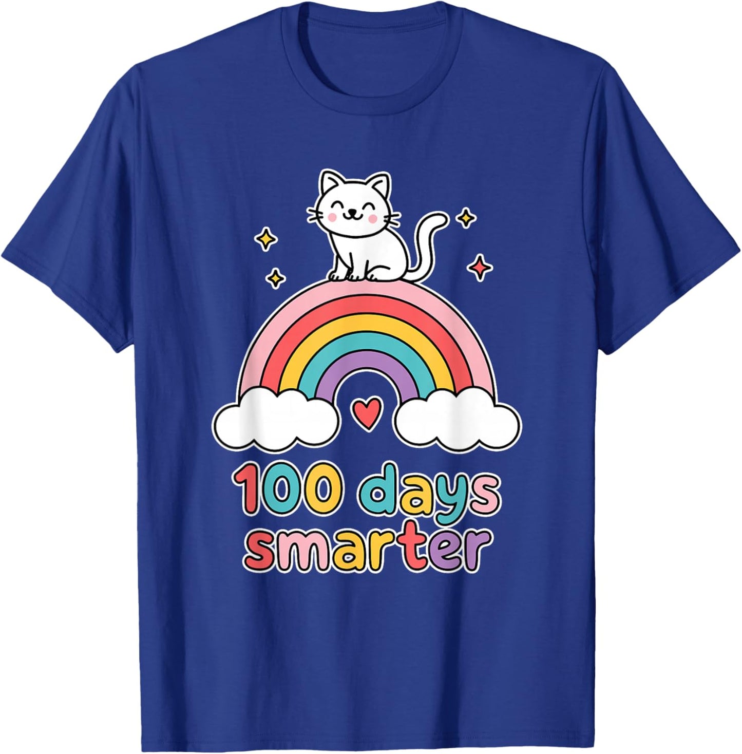 Chat Mignon Arc-en-Ciel Pastel 100 Days Smarter Fête T-Shirt - T-Shirt | Royal