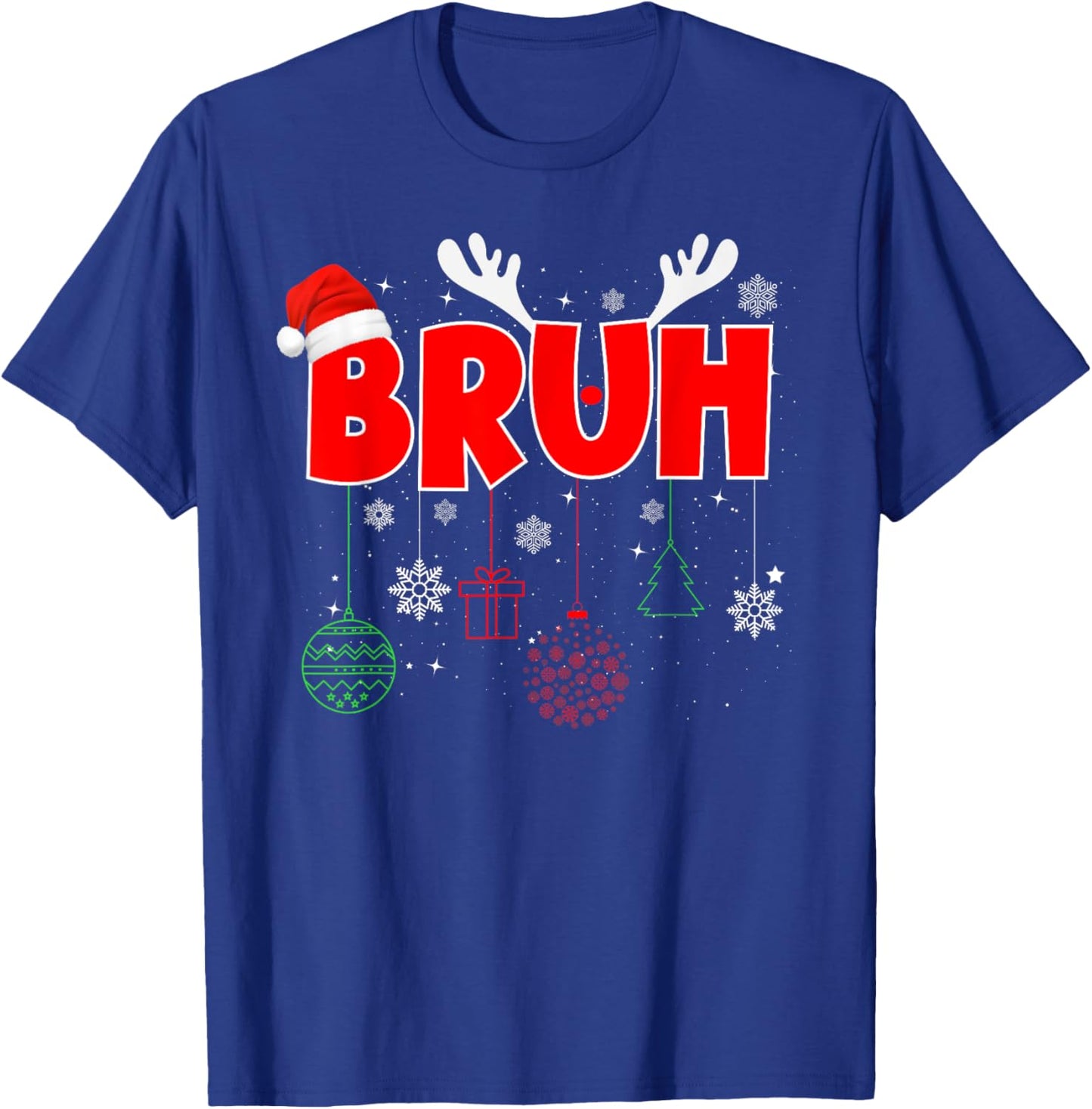 Bruh Reindeer Xmas Christmas PJ Pajamas For Girls Boys Kids T-Shirt - T-Shirt | Royal