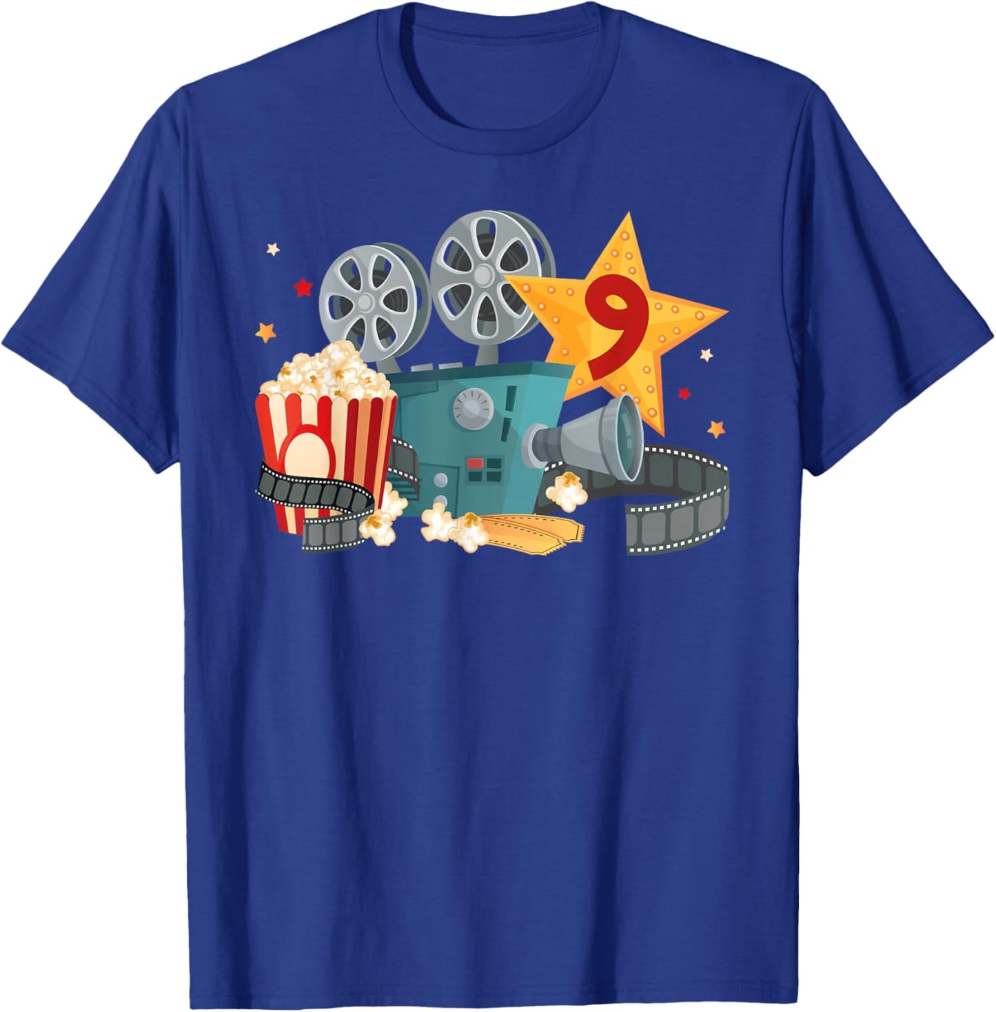 9th Movie Night Birthday Party Nine Year Old Movie Lover T-Shirt - T-Shirt | Royal