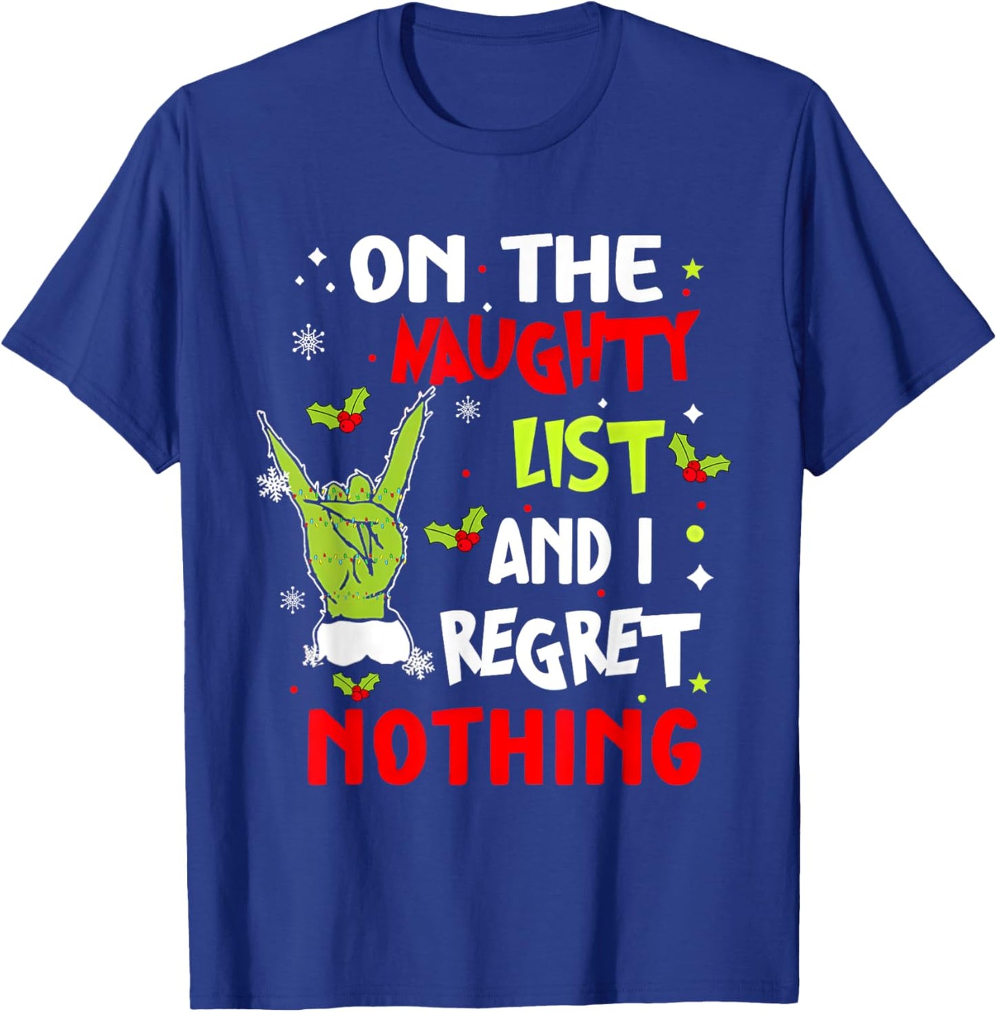 Groovy Christmas Shirts Pajamas Pjs Funny On The List Of Naughty And I Regret Nothing Christmas T-Shirt - T-Shirt | Royal