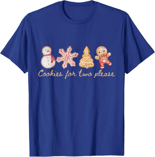 Funny Vintage Cookies For Two Please Pregnancy Mom Christmas T-Shirt - T-Shirt | Royal