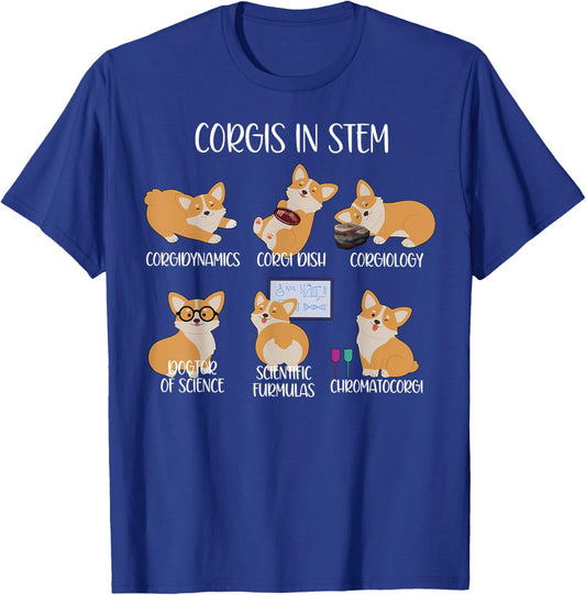 Funny Corgis In STEM Corgi Dog Lover Science Teacher Student T-Shirt - T-Shirt | Royal