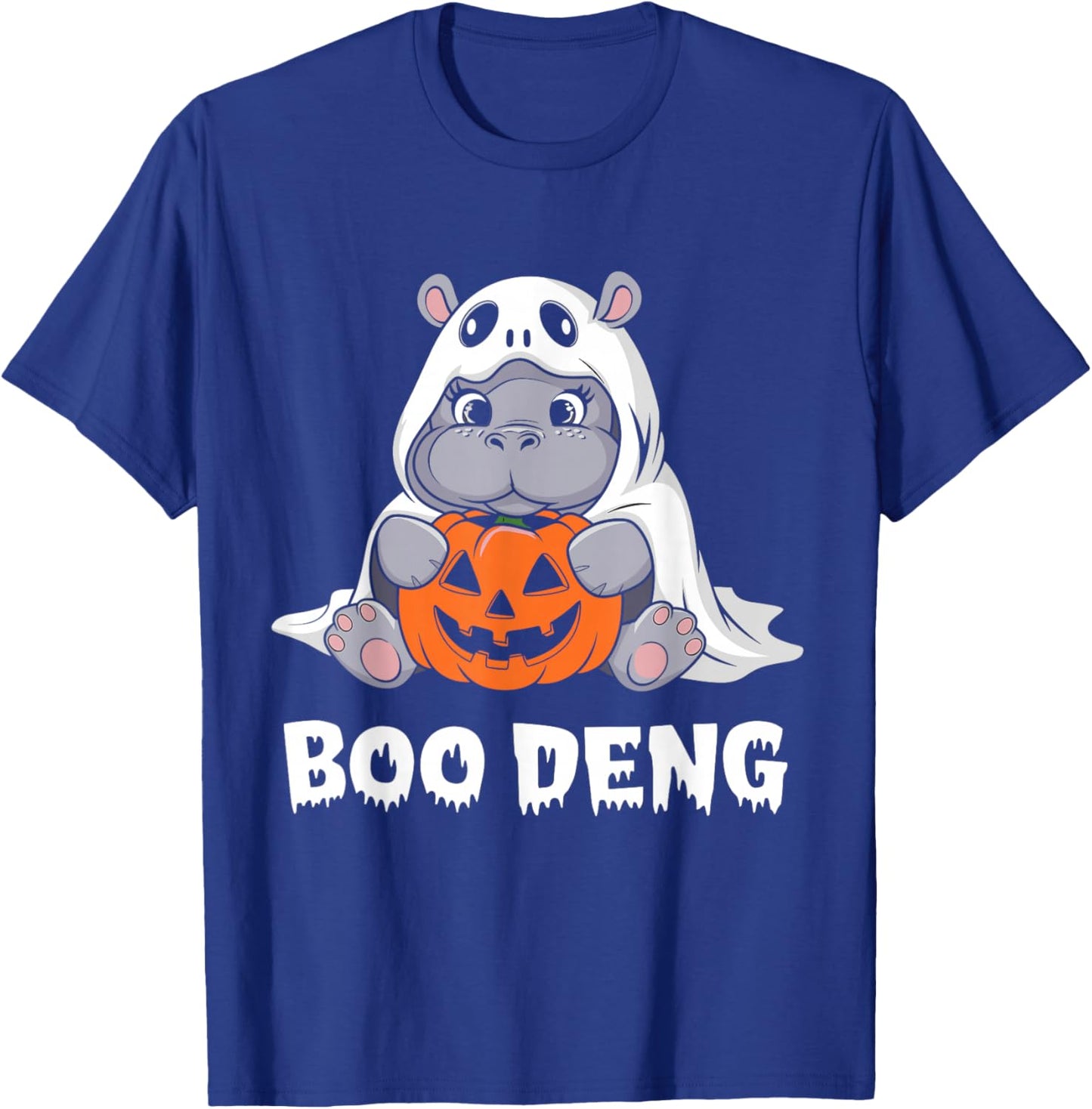 Funny Halloween Moo Deng Baby Hippo Boo Deng Ghost Costume T-Shirt - T-Shirt | Royal