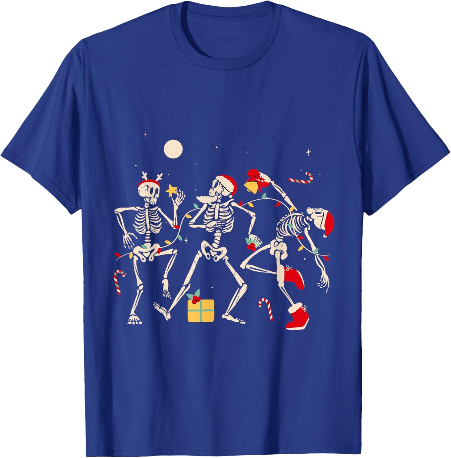 Funny Christmas Dancing Skeletons Xmas Humor Adult T-Shirt - T-Shirt | Royal