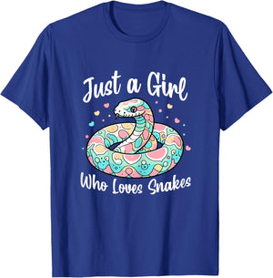 Just A Girl Who Loves Snakes - Cute Snake Pastel Color Art T-Shirt - T-Shirt | Royal