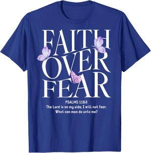 Faith Over Fear Christian (on back) T-Shirt - T-Shirt | Royal