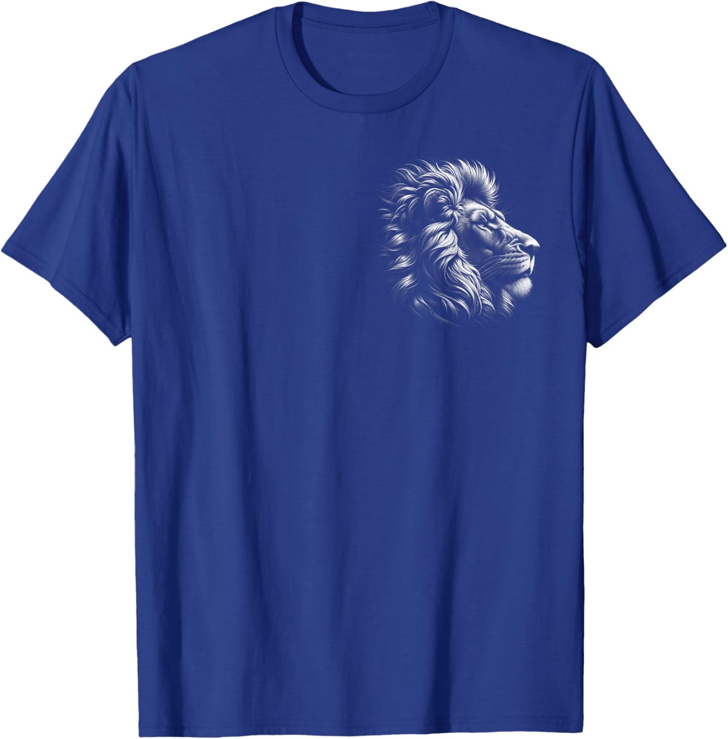 Lion Head - Cool Portrait of a Proud Lion on Chest T-Shirt - T-Shirt | Royal