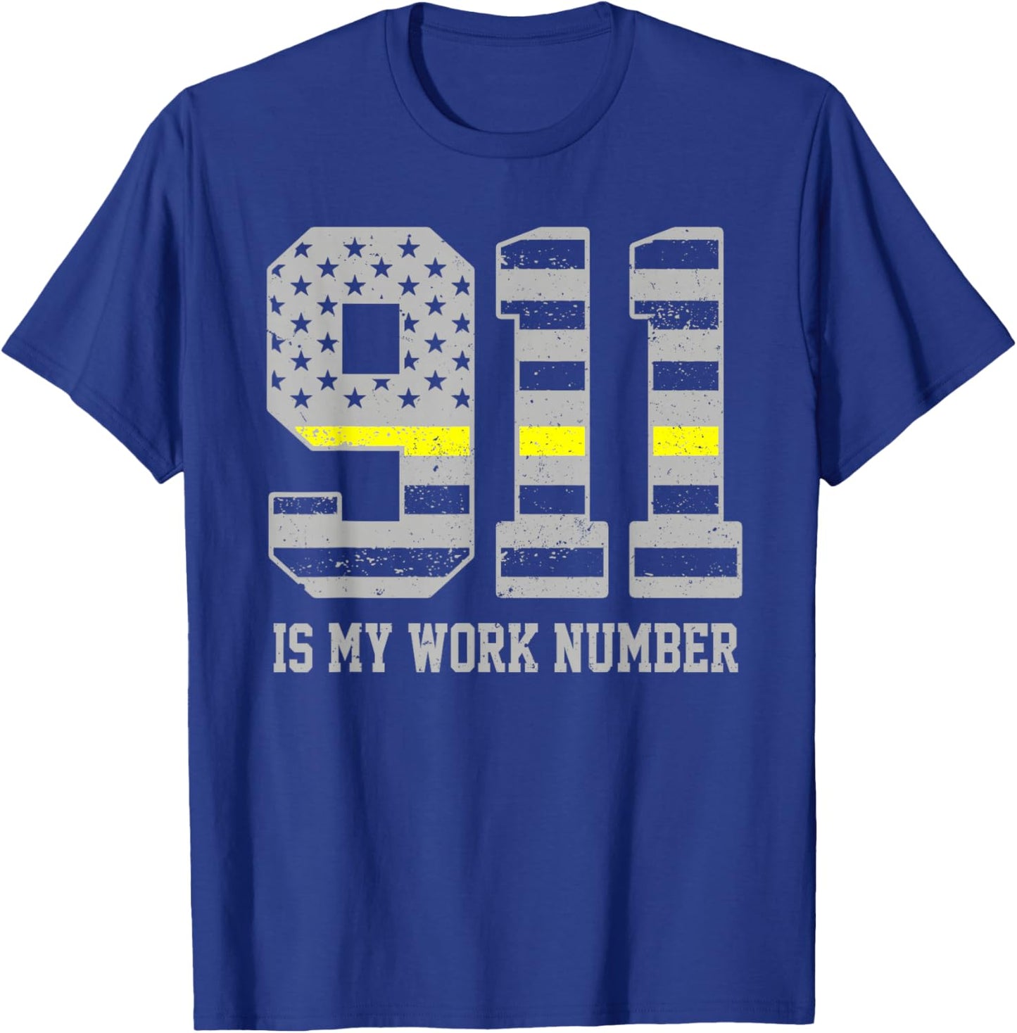 911 is My Work Number Dispatcher Call Taker Thin Yellow T-Shirt - T-Shirt | Royal