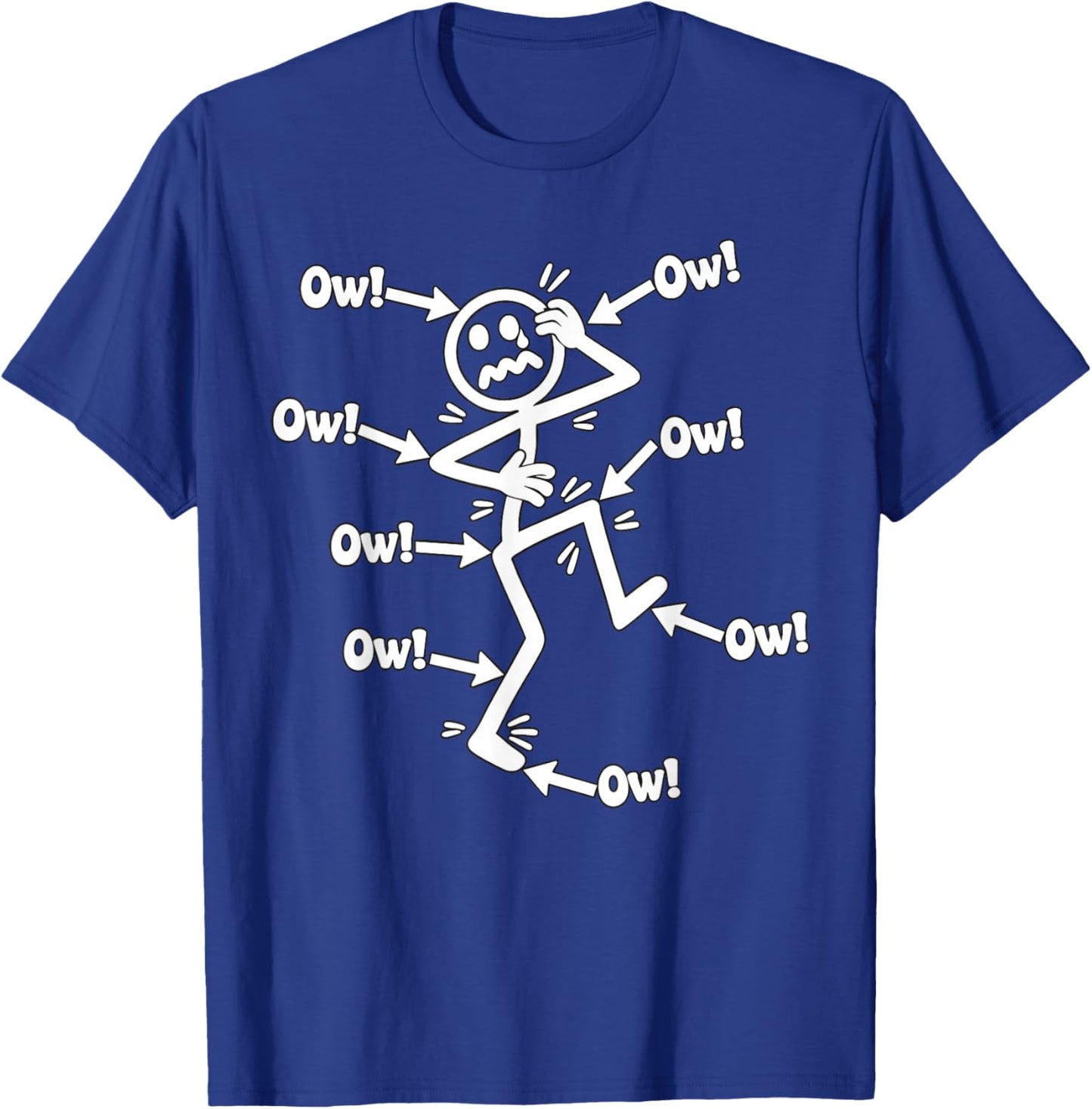 Ow Ow Ow Comedy Stick Character Chronic Pain Meme Men Boy T-Shirt - T-Shirt | Royal