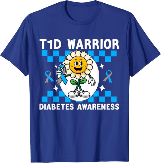 T1D Warrior Type 1 Diabetes Awareness Diabetic kids T-Shirt - T-Shirt | Royal