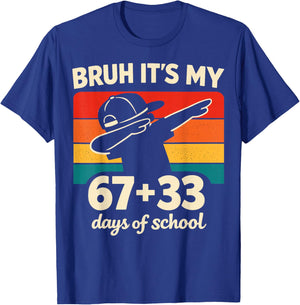 Bruh It's My 67 + 33 Days of School 100th Day Math Dab Boy T-Shirt - T-Shirt | Royal