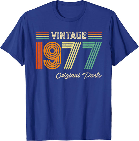 Vintage 1977 Original Parts Birthday 1977 Men Women Vintage T-Shirt - T-Shirt | Royal