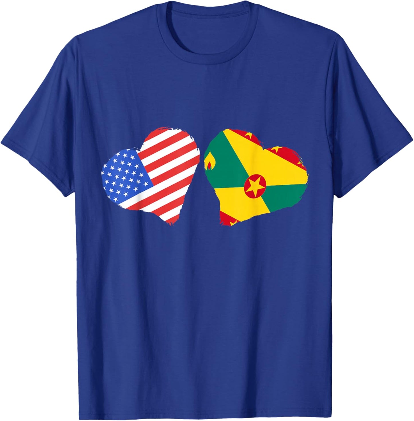 Grenada Flag USA Heart Grenadian Pride Grenadian Roots T-Shirt - T-Shirt | Royal