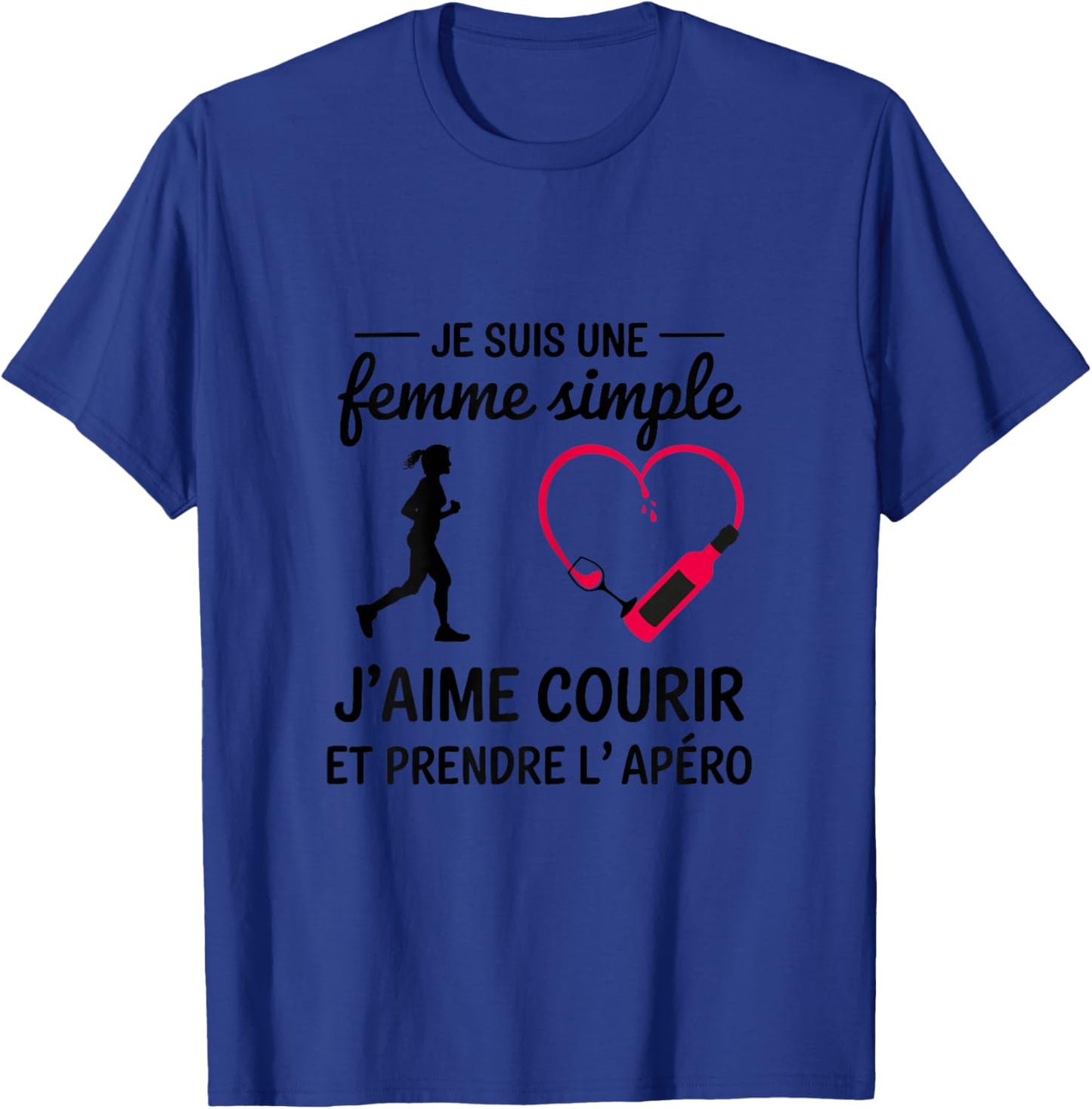 Women's Simple I Love Running and the Drink Humour Running T-Shirt - T-Shirt | Royal