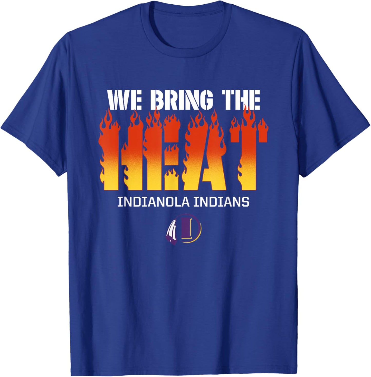 Indianola Indians Logo We Bring the Heat HS T-Shirt - T-Shirt | Royal