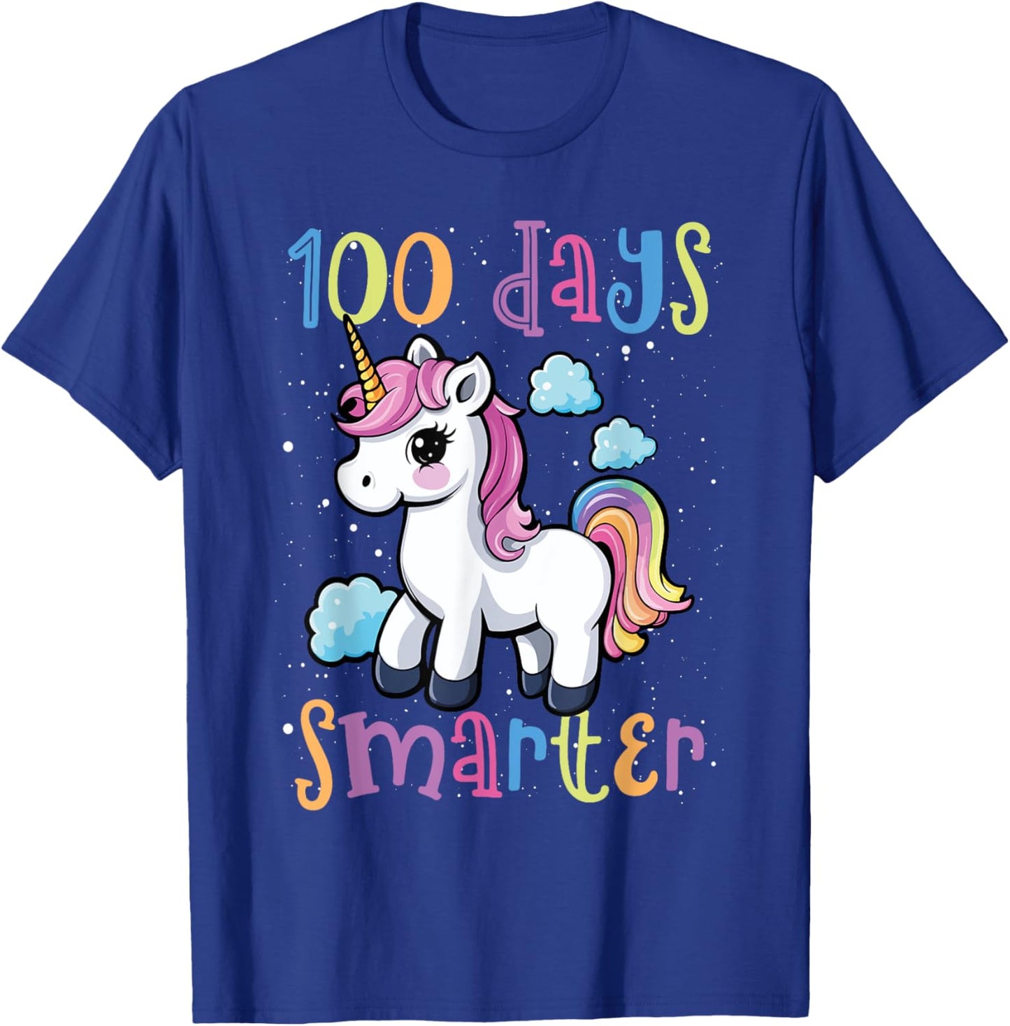100 Days Smarter Unicorn Magic 100th Day Of School Kids T-Shirt - T-Shirt | Royal