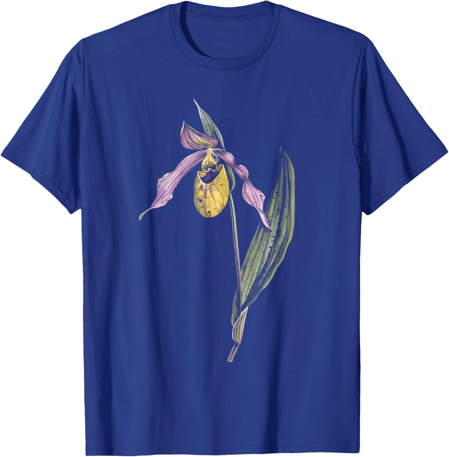 Botanical Lady's Slipper Orchid Flower Girl Floral Plant Mom T-Shirt - T-Shirt | Royal