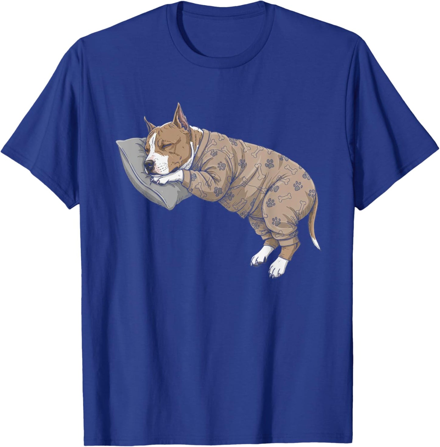 Funny Sleepy American Staffordshire Terrier Pajama AmStaff T-Shirt - T-Shirt | Royal