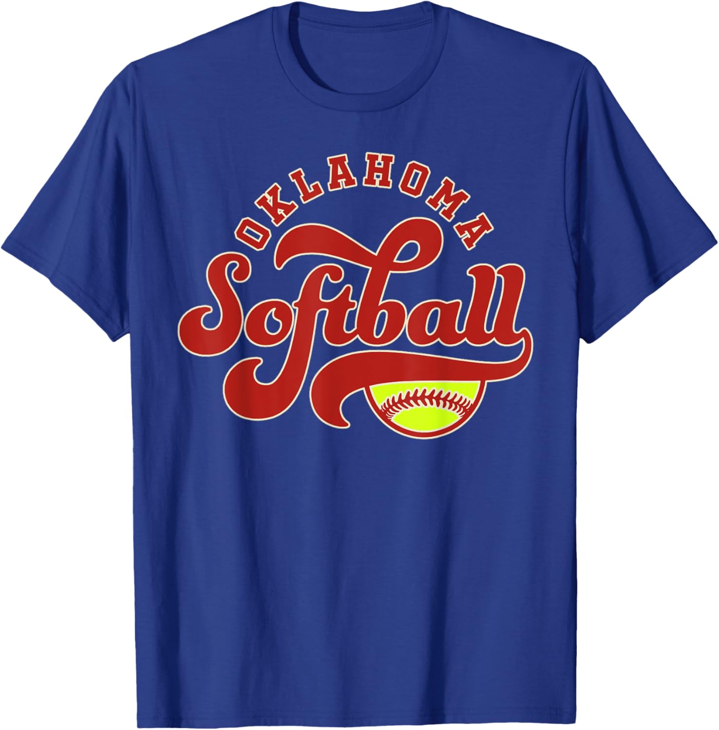 Oklahoma Softball Vintage Kids Team Retro Softball Fan T-Shirt - T-Shirt | Royal