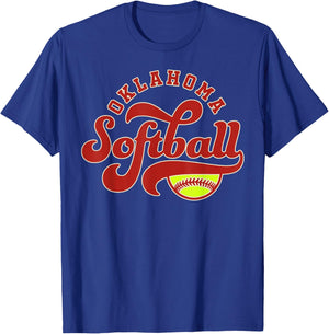 Oklahoma Softball Vintage Kids Team Retro Softball Fan T-Shirt - T-Shirt | Royal