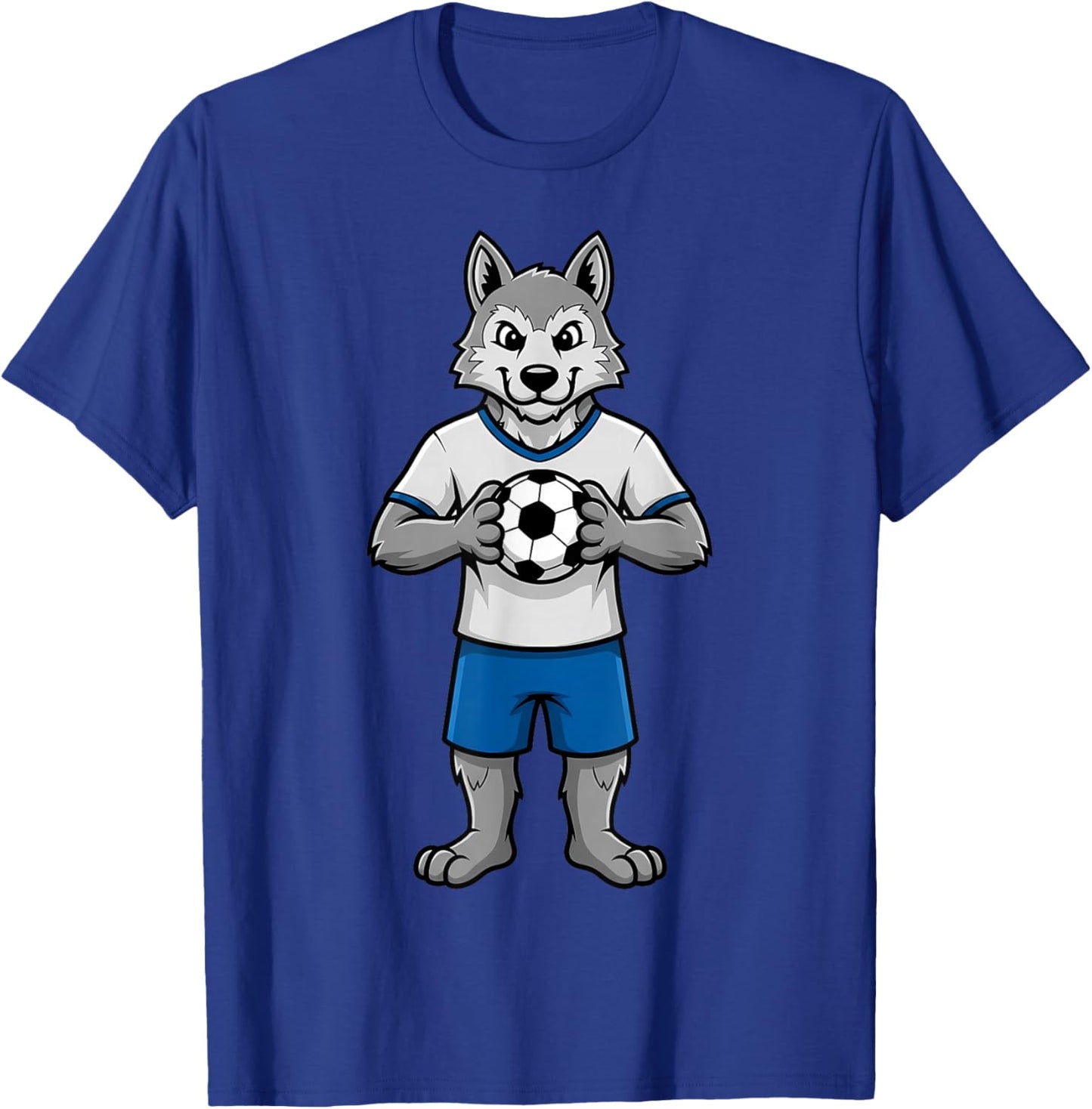 Cute Soccer Wolf Football Player Animal Sports T-Shirt - T-Shirt | Royal