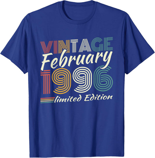 Vintage February 1996 Birthday Gift 30 Years Men T-Shirt - T-Shirt | Royal
