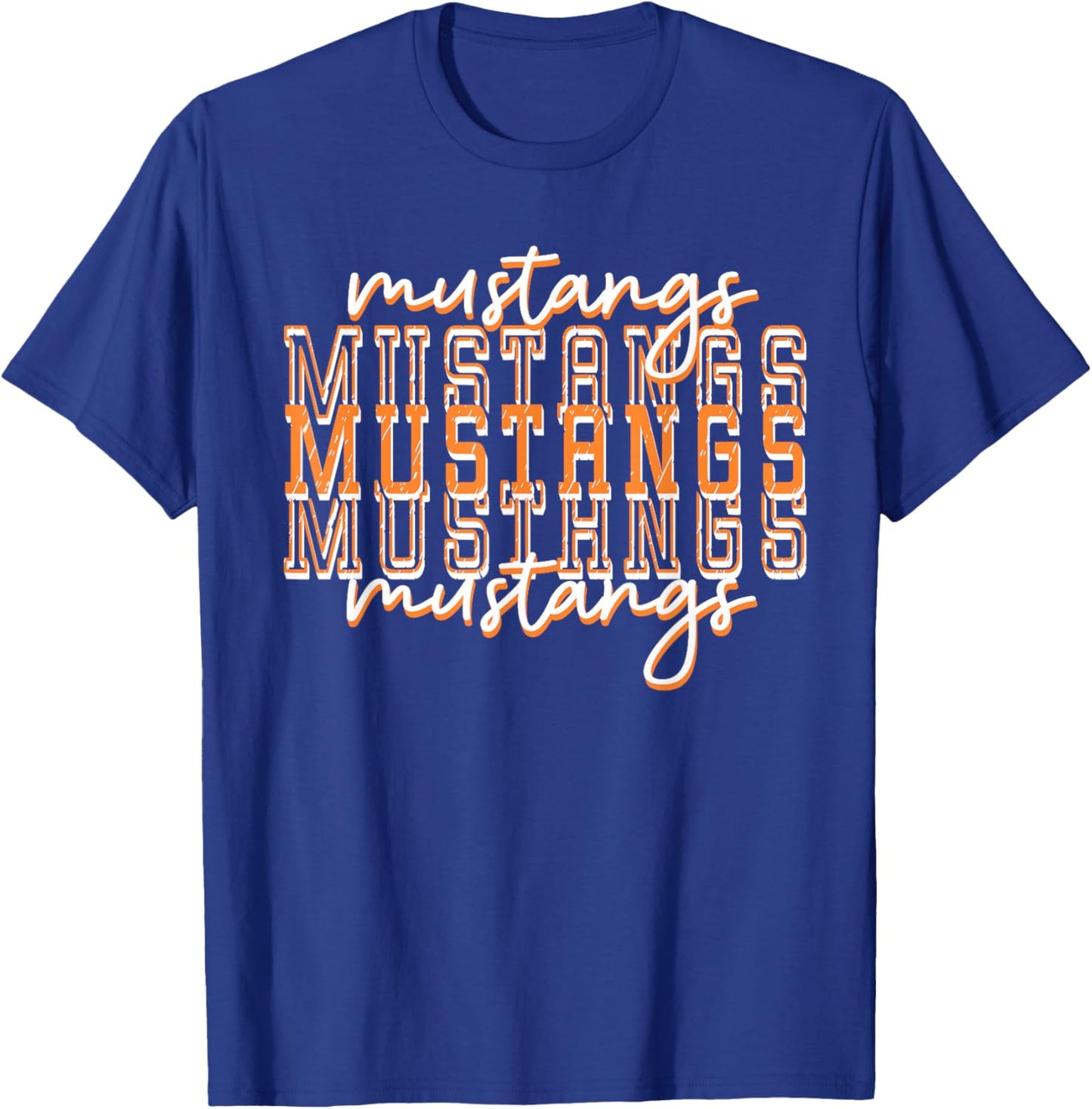 Orange Mustang Pride School Spirit Game Day Mustangs T-Shirt - T-Shirt | Royal