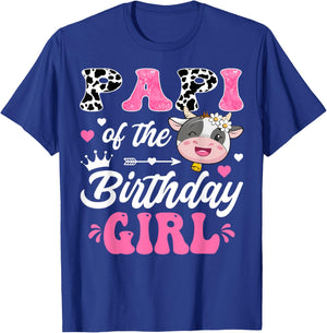 Papi Of The Birthday Girl Cute Cow Farm 1St Birthday T-Shirt - T-Shirt | Royal