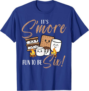 Birthday Campfire Marshmallow It's S'more Fun To Be Six 6th T-Shirt - T-Shirt | Royal