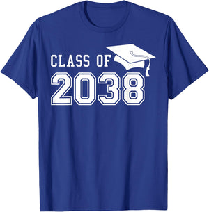 Class of 2038 Grow With Me First Day of School Graduation T-Shirt - T-Shirt | Royal