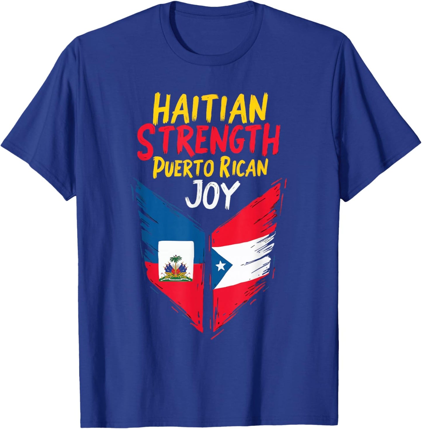 Half Haitian Half Puerto Rican Puerto Rico Flag Haiti T-Shirt - T-Shirt | Royal