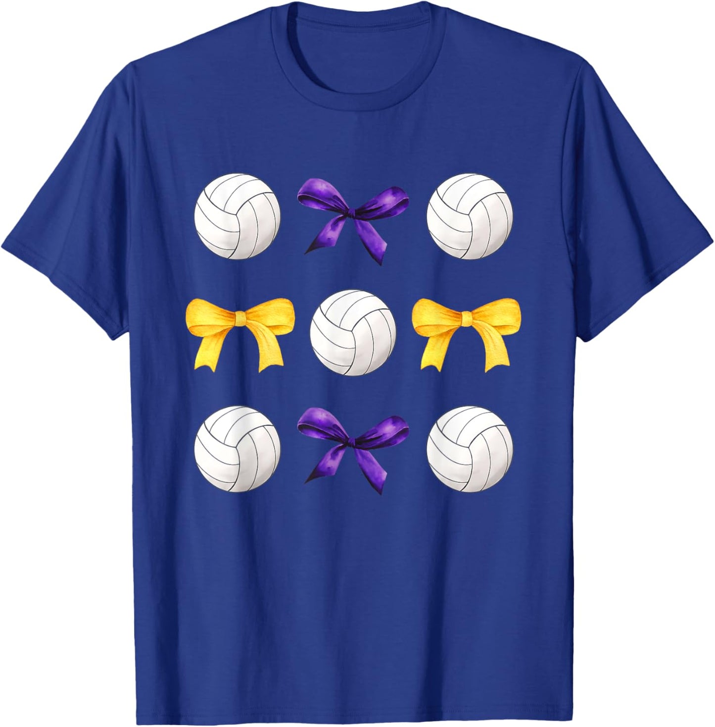 Volleyballs & Purple Gold Bows Girls Volleyball Team Player T-Shirt - T-Shirt | Royal
