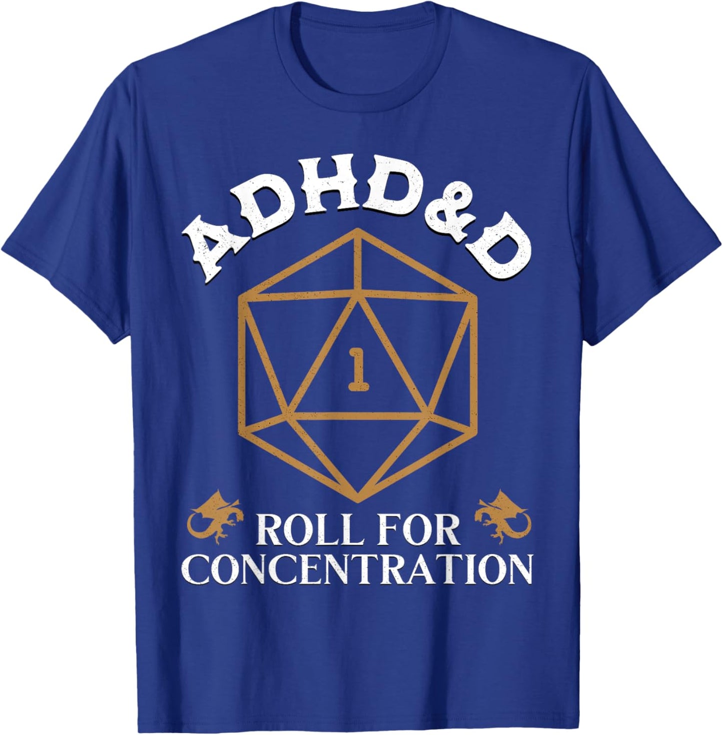 Fantasy Role-Playing Game Custom Vintage ADHD&D Roll For Concentration DnD -Adult Black Small T-Shirt - T-Shirt | Royal
