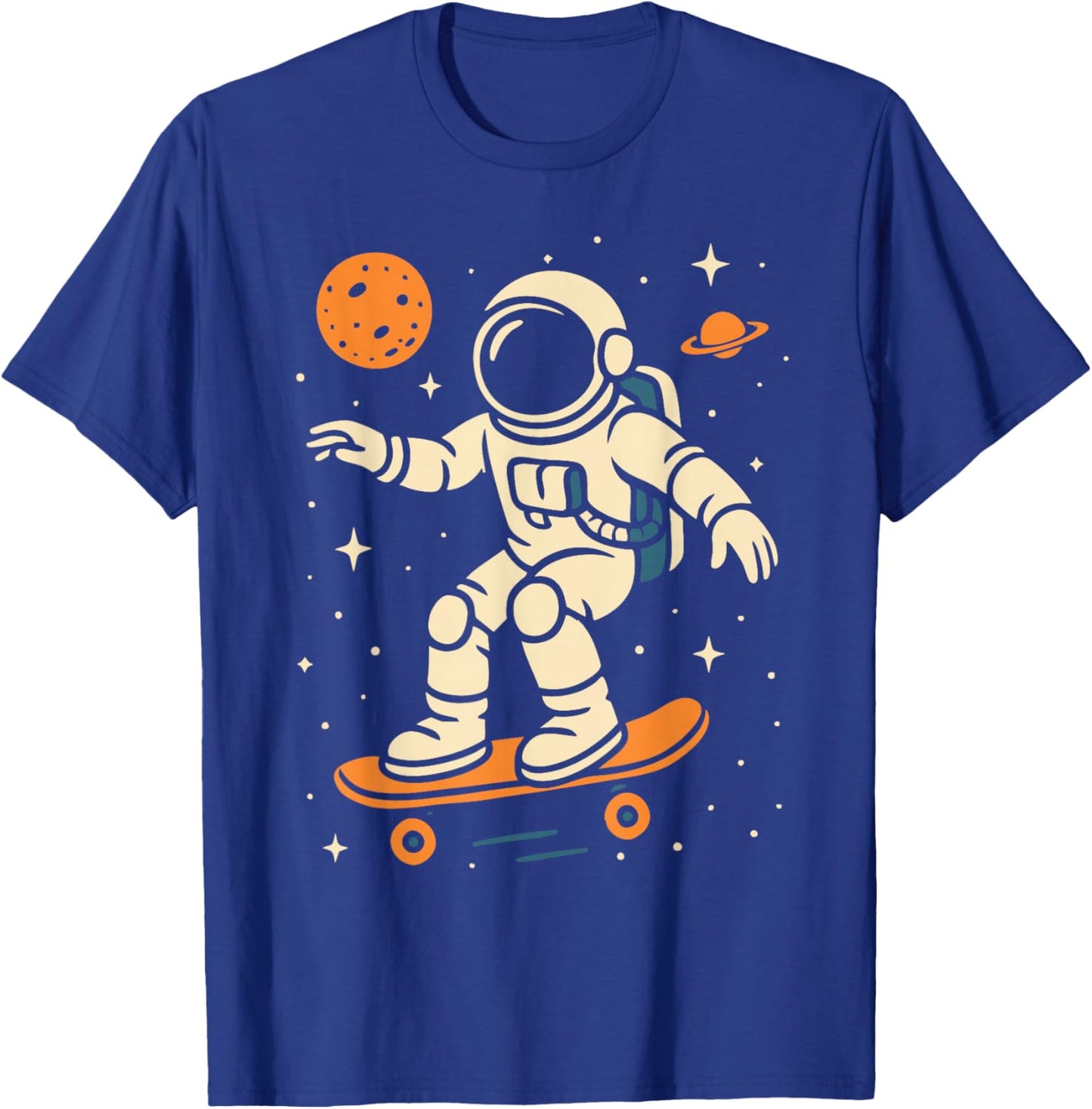 Space Astronaut Skateboard Planets Solar Systems Boys T-Shirt - T-Shirt | Royal