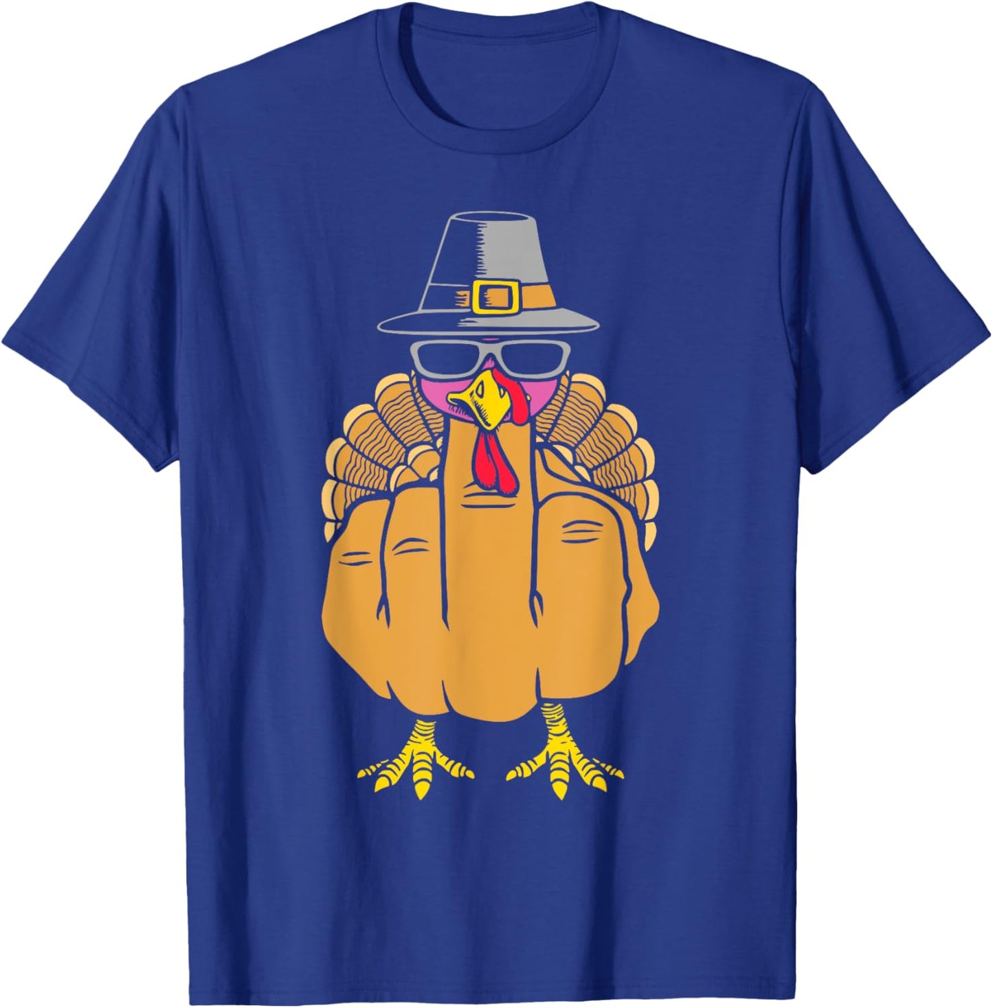 Turkey Middle Finger Adult Anti Social Thanksgiving Hand T-Shirt - T-Shirt | Royal