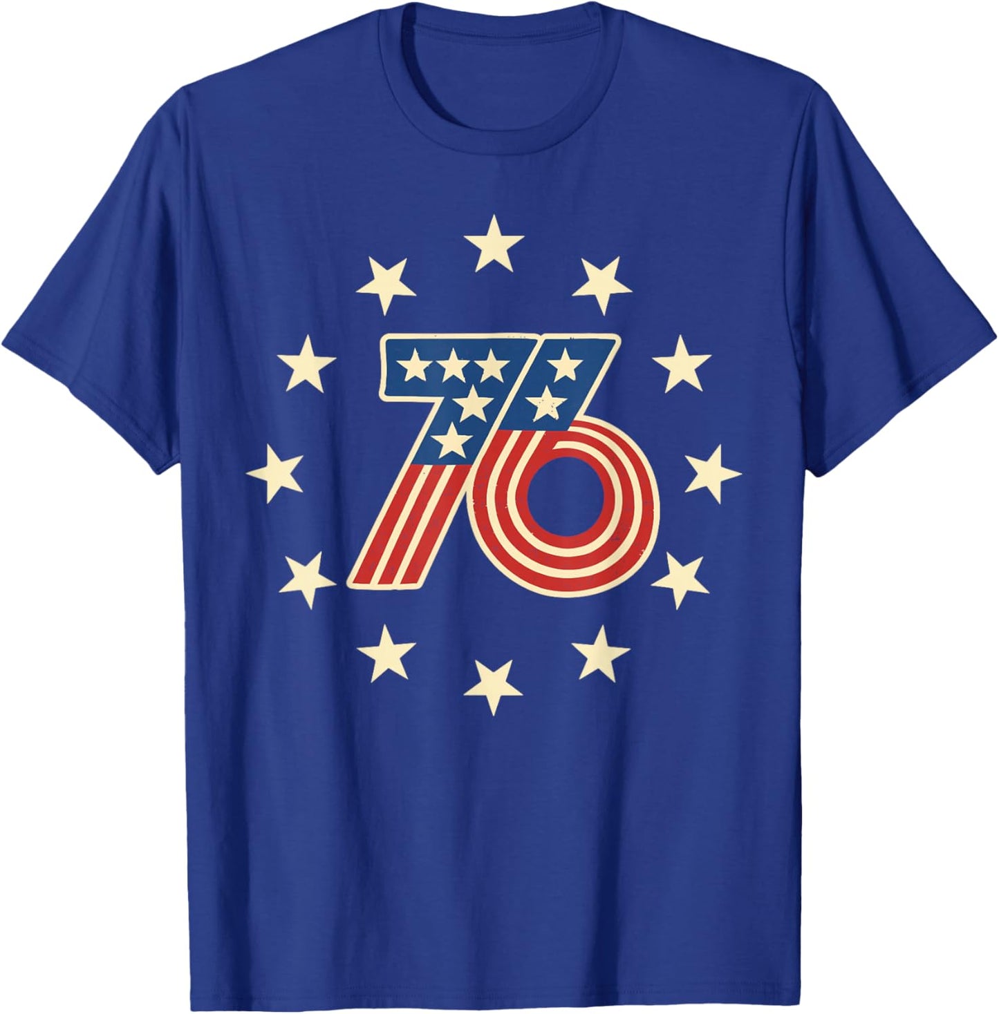 50th Birthday 1976 USA Bicentennial Groovy Retro Number 76 T-Shirt - T-Shirt | Royal